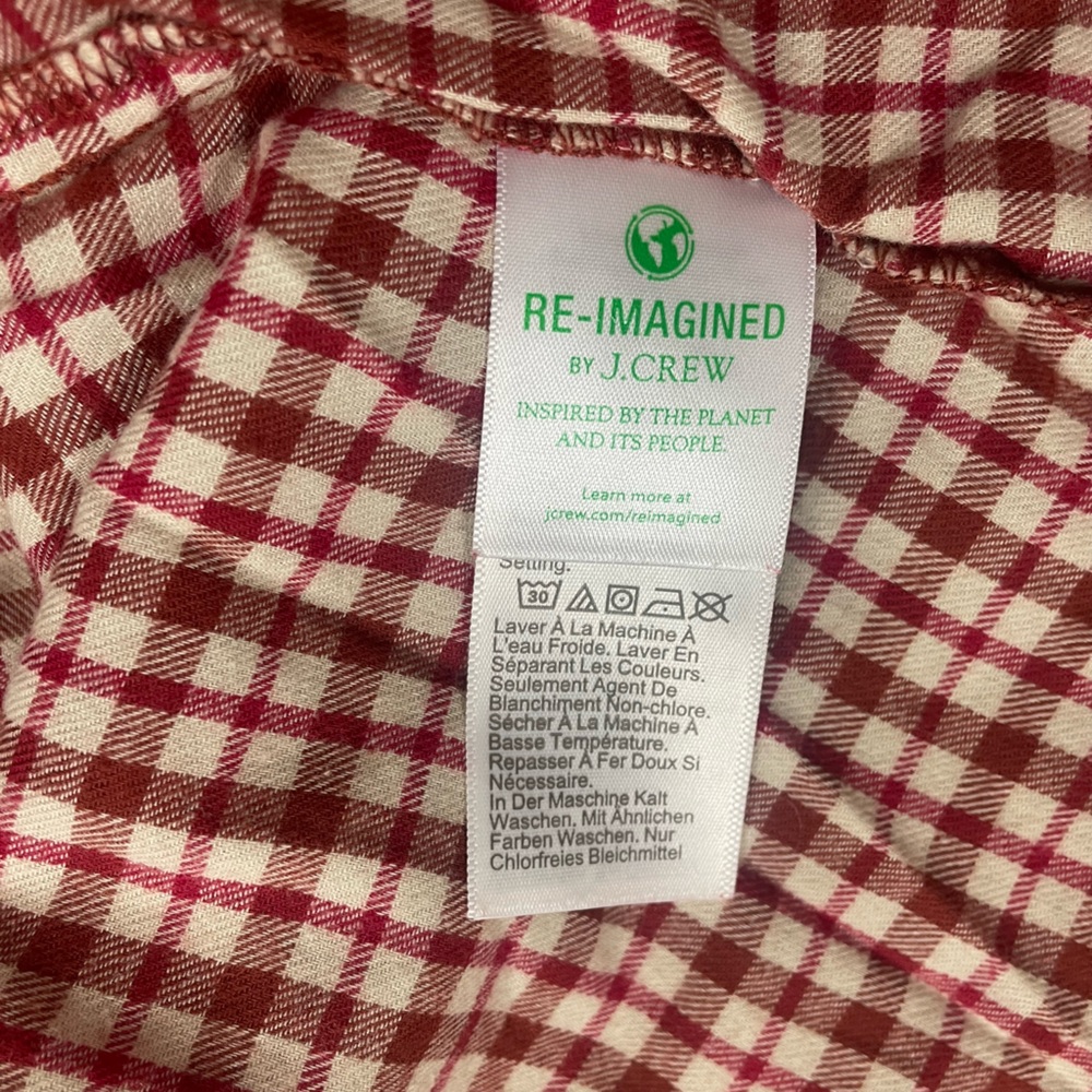 J. Crew Dusty Ivory Brick Red Flannel Gingham Blouse with Ruffle Detail - Picture 12 of 12
